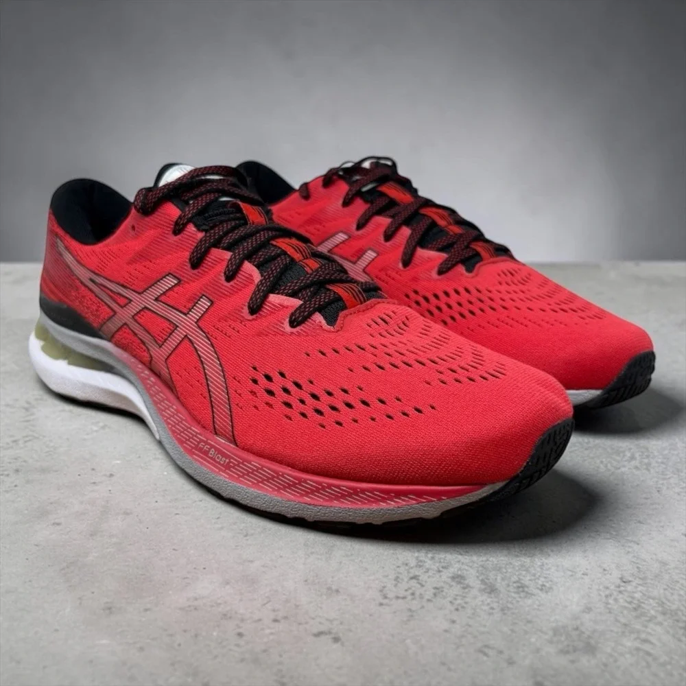 Asics Gel-Kayano 28 Mens 12 Red Black Stability Running Shoes 1011B189